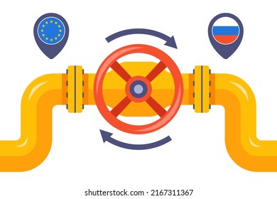 pipeline for gas supply from Russia to Europe. political sanctions against Russia. flat vector illustration.