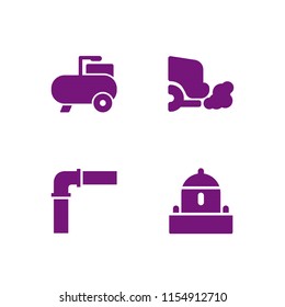 pipeline icon. 4 pipeline set with bunker, pipe, compressor and gas vector icons for web and mobile app