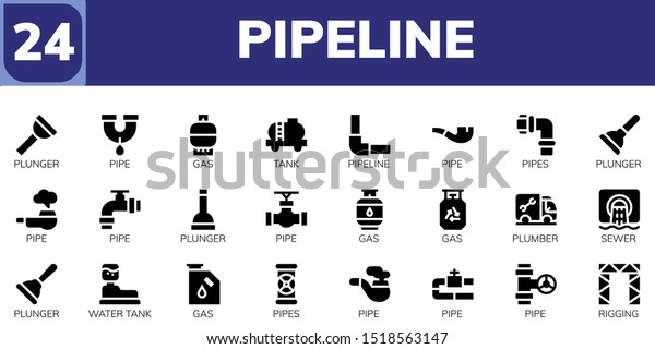 Vector De Stock Libre De Regalias Sobre Pipeline Icon Set 24 Filled Pipeline1518563147