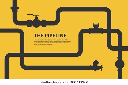 Pipeline infographic. Oil, water flat valve vector design. Pipeline construction isolated