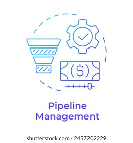 Pipeline management blue gradient concept icon. Business intelligence, workflow streamline. Round shape line illustration. Abstract idea. Graphic design. Easy to use in infographic, presentation