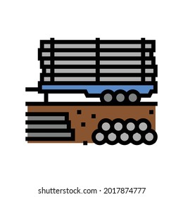pipeline on trailer color icon vector. pipeline on trailer sign. isolated symbol illustration
