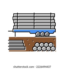 pipeline on trailer color icon vector. pipeline on trailer sign. isolated symbol illustration