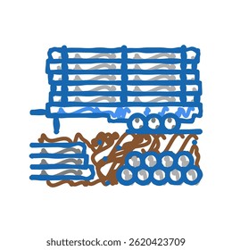 pipeline no trailer ícone doodle esboço vetor. pipeline no sinal do trailer. ilustração de símbolo isolado