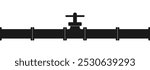 Pipeline. Pipe with valve and tap for gas, oil, plumbing or water. Industrial, construction or technology business infographic. Vector illustration.