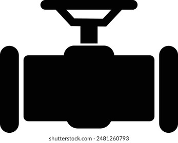 Pipeline. Pipe with valve and tap for gas, oil, plumbing or water. Fuel power technology. Oil and gas extraction, production and transportation industrial icon, isolated on transparent background.