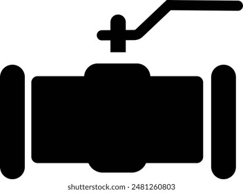 Pipeline. Pipe with valve and tap for gas, oil, plumbing or water. Fuel power technology. Oil and gas extraction, production and transportation industrial icon, isolated on transparent background.