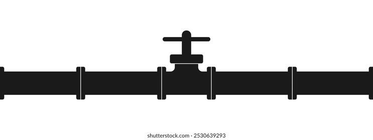 Gasoduto. Tubulação com válvula e torneira para gás, óleo, encanamento ou água. Infográfico industrial, de construção ou de negócios tecnológicos. Ilustração vetorial.