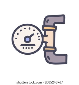 Pipeline Pressure Gauge Color Vector Doodle Simple Icon