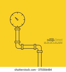The pipeline with pressure gauge. Vector illustration lineart.
