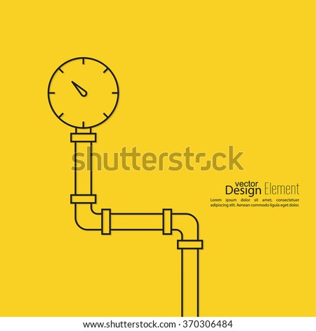 The pipeline with pressure gauge. Vector illustration lineart.