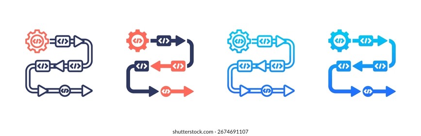 Pipeline Stages Icon Pack In Multiple Styles