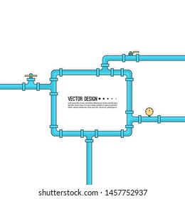 The pipeline with stopcock, fittings and valves. Vector illustration. 