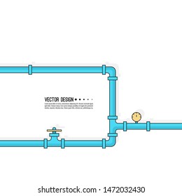 The pipeline with stopcock, fittings and valves. Vector illustration. 