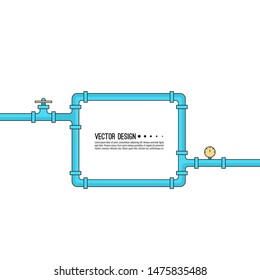 The pipeline with stopcock, fittings and valves. Vector illustration. 