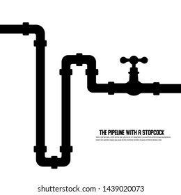 The pipeline with a stopcock vector illustration icon