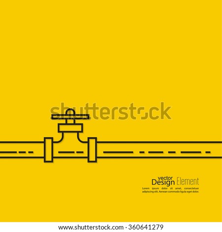 The pipeline with a stopcock. Vector illustration lineart.