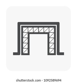 Pipeline and structural steel pipe rack or support vector icon. To transportation crude, oil, gas, gasoline or petroleum in factory industry plant. For refinery process, manufacturing and production.