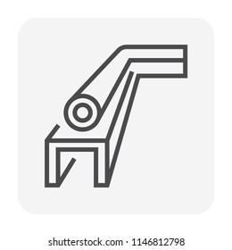 Pipeline and structural steel pipe rack or support vector icon. To transport crude, oil, gas, gasoline or petroleum in factory industry plant to refinery process, manufacture and production. 64x64 px.