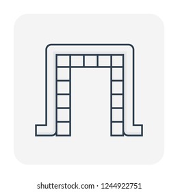 Pipeline and structural steel pipe rack or support vector icon. To transportation crude, oil, gas, gasoline or petroleum in factory industry plant. For refinery process, manufacturing and production.