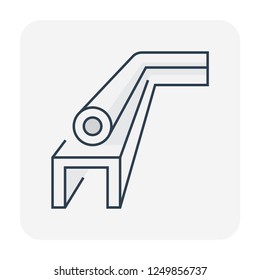 Pipeline and structural steel pipe rack or support vector icon. To transportation crude, oil, gas, gasoline or petroleum in factory industry plant. For refinery process, manufacturing and production.