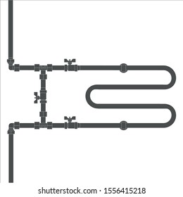 Pipeline with tap. Polypropylene pipes. Heating with copper pipes. Warm floor