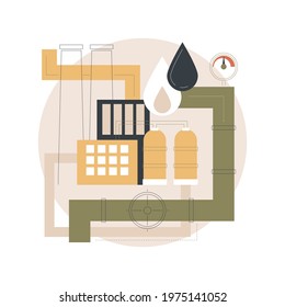 Pipeline Transport Abstract Concept Vector Illustration. Transportation Of Liquid Or Gas, System Of Pipes, Oil Crude Refinery, Petrol Production, Natural Gas, Processing Plant Abstract Metaphor.