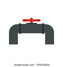 Pipeline with valve and handwheel icon in flat style isolated on white background vector illustration