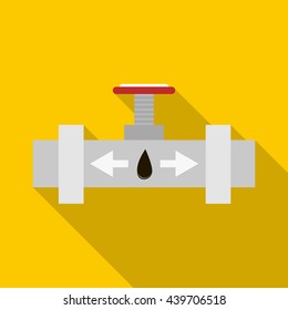 Pipeline with a valve icon, flat style