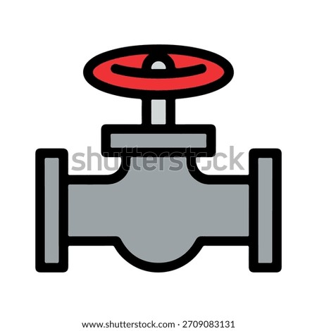 Pipeline Valve Icon with Red Wheel Handle