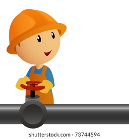 Pipeline with valves isolated over white background