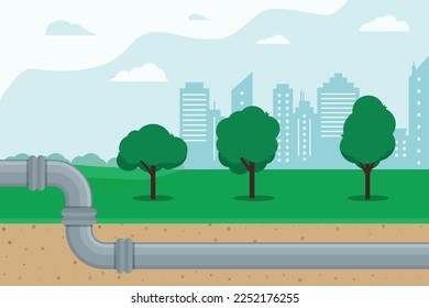 Pipeline for various purposes. City engineering network. Underground part of system. Isolated Illustration vector eps 10