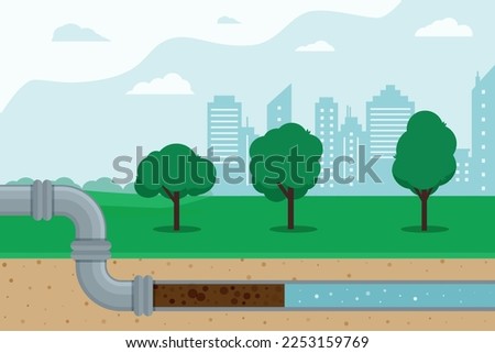 Pipeline for various purposes. City engineering network. Underground part of system. Isolated Illustration vector eps 10