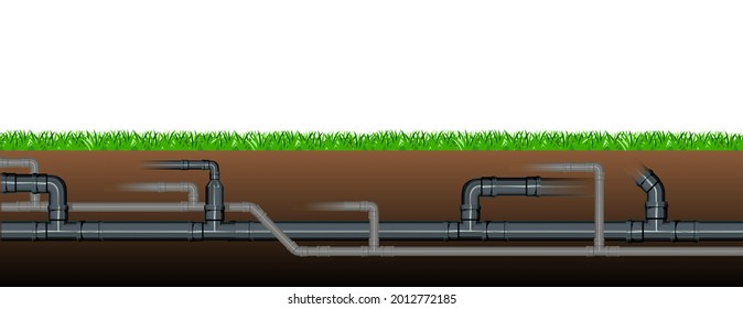 Pipeline for various purposes. Underground part of system. Abstract Isolated Illustration vector