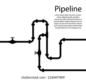 Pipeline water and oil and gas. Illustration technology. Pipe plumbing and sewer. Construction technology pipes. Vector.