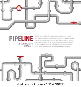 Pipelines poster concept. Pipes banner design template for marketing, social media, advertising, interior or web. Vector graphic. EPS10