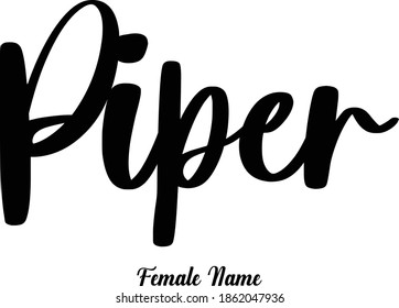 Piper-Female Name Brush Typography Phrase on White Background