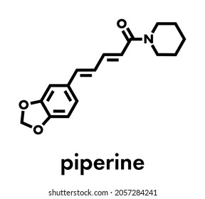 Piperine Black Pepper Molecule. Responsible For The Pungency Of Black Pepper And Long Pepper. Skeletal Formula.