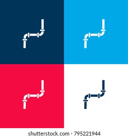 Pipes angles four color material and minimal icon logo set in red and blue
