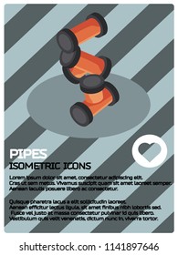 Pipes color isometric poster. Vector illustration, EPS 10