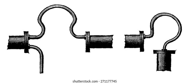 Pipes compensation, vintage engraved illustration. Industrial encyclopedia E.-O. Lami - 1875.