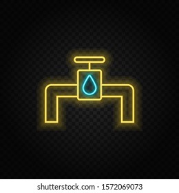 pipes, energy, water neon vector icon. Blue and yellow neon vector icon.