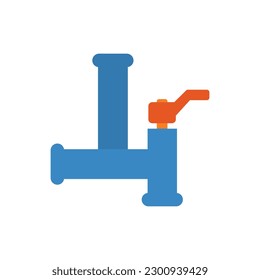 pipes and faucet icon on white background, vector illustration