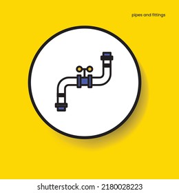 Pipes and fittings icon, upvc pipe icon, outline vector sign, linear style pictogram isolated on white. plumbing pipe symbol, logo illustration
