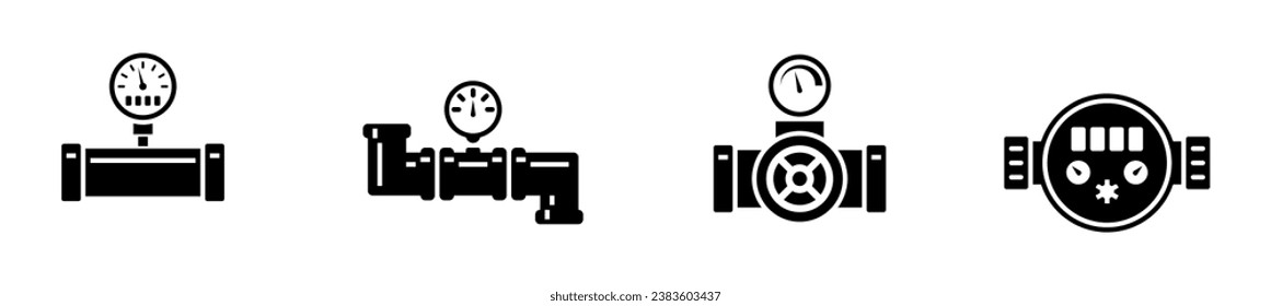 Pipes and fittings, tap. Vector icons. Sewage and Drainage. Pressure in the pipes