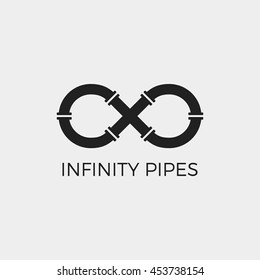 Pipes icon. Infinity abstract icon. Isolated vector illustration. Logotype for company.