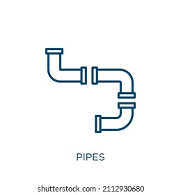 pipes icon. Thin linear pipes outline icon isolated on white background. Line vector pipes sign, symbol for web and mobile