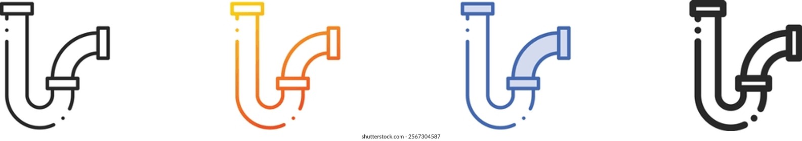 pipes icon.Thin Linear, Gradient, Blue Stroke and bold Style Design Isolated On White Background