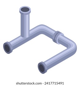 Pipes isometric. Pipe tube for water. Plumbing construction pipeline with serviceable element. 3d industrial water system