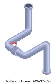 Pipes isometric. Pipe tube for water. Plumbing construction pipeline with serviceable element. 3d industrial water system